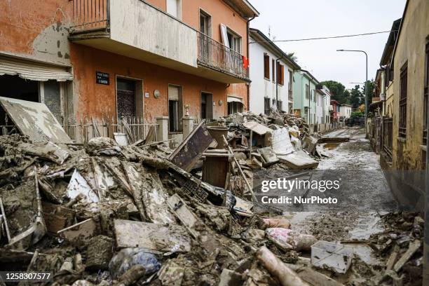 General view of the flood damage in Emilia Romagna on May 31, 2023 in Faenza, Italy