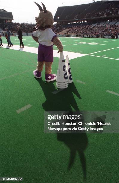 Rice / TCU 11/08/97 HOUCHRON CAPTION : Texas Christian University's mascot is the Horned Frog, shown here at a 1997 game.
