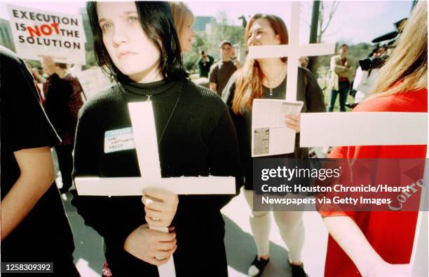 Corey Wentworth of Austin attends a rally on the steps of the state Capitol to abolish Texas' death penalty and plead for the life of Karla Faye...