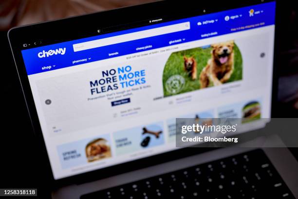 The Chewy website on a laptop arranged in the Brooklyn borough of New York, US, on Wednesday, May 31, 2023. Chewy Inc. Is scheduled to release...