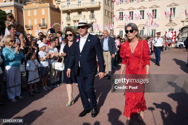 Camille Gottlieb, Prince Albert II of Monaco and Princess Caroline of Hanover attend the commemoration ceremony for the centenary of the birth of...