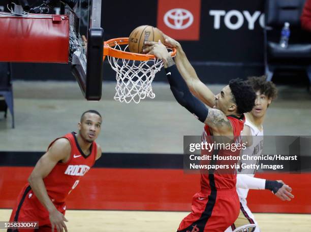 Houston Rockets forward Kenyon Martin Jr. Dunks the ball against the New Orleans Pelicans during the second half of an NBA basketball game at Toyota...