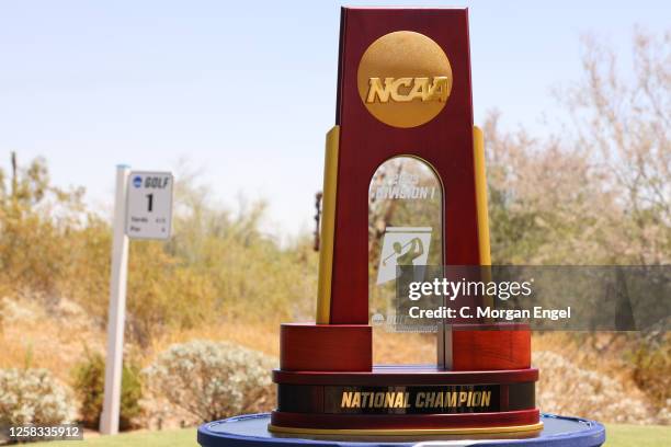 The national champion trophy is seen before the match between the Florida Gators and the Georgia Tech Yellow Jackets during the Division I Men's Golf...