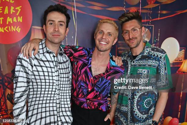 Nick Grimshaw, Jake Shears and Henry Holland attend the launch of Jake Shears' new album "Last Man Dancing" at The Standard Townhouse 8 on May 31,...