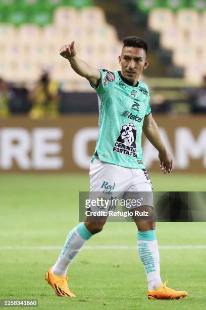 Ángel Mena of Leon celebrates after scoring by penalty kick the team's second goal during the final first leg match between Leon and LAFC as part of...