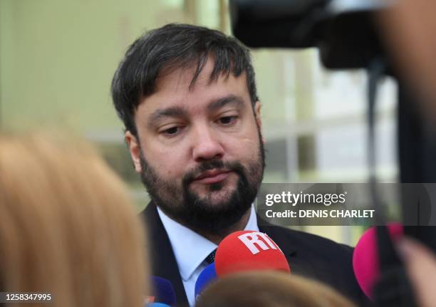 Lawyer Pierre Debuisson address media representatives at a press conference at Vendin le Vieil, northern France on June 1 after the death of...