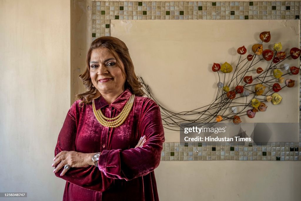 Sima R W Actress Sima Taparia poses for the photos at her residence, at Parel ...
