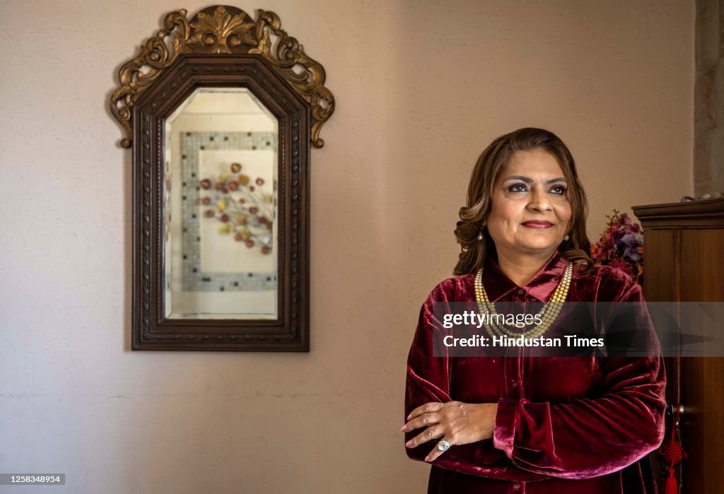 Sima R W Actress Sima Taparia poses for the photos at her residence, at Parel ...