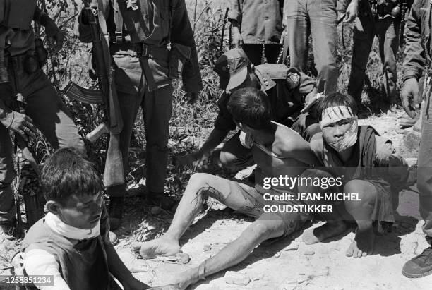 Viet Cong prisoners captured by the US Army await interrogation, on September 4, 1968 at the Cam Le district, South Central Coast of Vietnam....