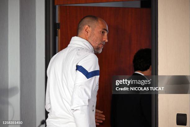 Marseille's Croatian head coach Igor Tudor leaves after a press conference at Olympique de Marseille football club's training camp in Marseille,...