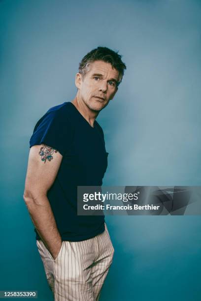 Actor Ethan Hawke of the film "Strange Way Of Life" poses for a portrait shoot during the 76th Cannes Film Festival, on May 17, 2023 in Cannes,...
