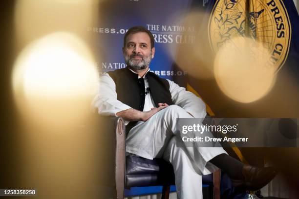 Indian opposition leader Rahul Gandhi speaks at the National Press Club on June 1, 2023 in Washington, DC. Gandhi is on weeklong trip to the United...