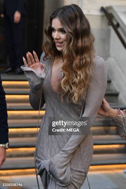 Hailee Steinfeld is seen leaving the Corinthia Hotel on June 1, 2023 in London, United Kingdom.