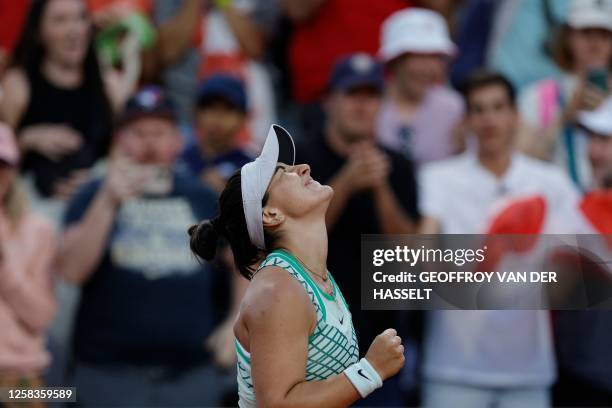 Canada's Bianca Andreescu reacts during her match against Spain's Carla Suarez Navarro during their women's singles match on day five of the...