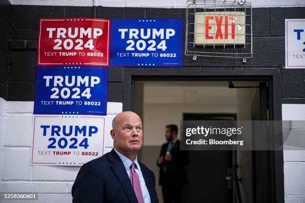 Matt Whitaker, former US acting attorney general, as former US President Donald Trump, not pictured, speaks during a visit to a Team Trump Volunteer...