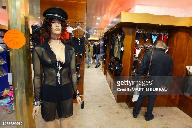 Photo taken 03 February 2003 shows in the newly opened Supermarche Erotique in Paris's red-light district, Pigalle. The store is divided in four...