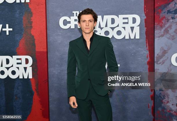 English actor Tom Holland arrives for the premiere of Apple TV+'s "The Crowded Room" at the Museum of Modern Art in New York City on June 1, 2023.