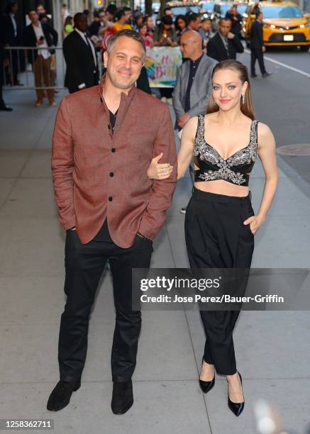 Thomas Sadoski and Amanda Seyfried are seen attending the premiere of the limited series 'The Crowded Room' at the Museum of Modern Art on June 01,...