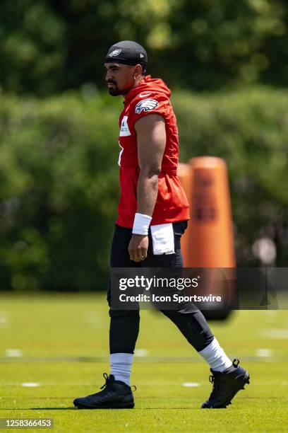 Philadelphia Eagles quarterback Jalen Hurts during Philadelphia Eagles OTA's at Novacare Complex in Philadelphia, PA