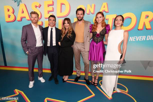 Alexander Buono, Chris Messina, Kaley Cuoco, Tom Bateman, Liana Liberato, and Priscilla Quintana at the premiere of "Based On A True Story" held at...