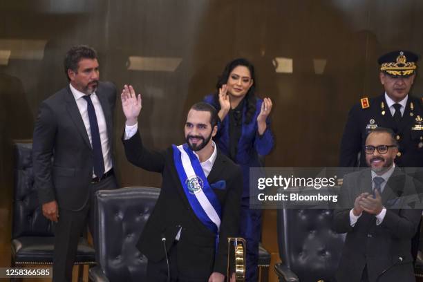 Nayib Bukele, El Salvador's president, delivers a state of the union address at the National Palace in San Salvador, El Salvador, on Thursday, June...