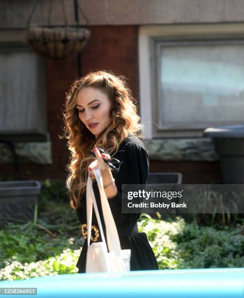 Drea de Matteo is seen on the set of "Nonnas" on June 1, 2023 in Jersey City, New Jersey.