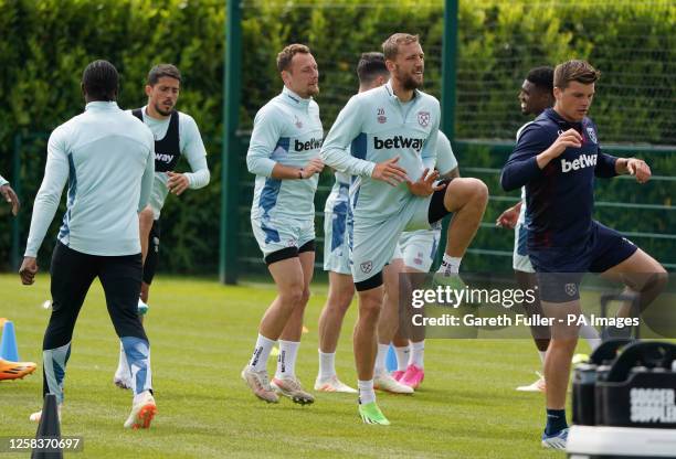 West Ham United's Tomas Soucek during the training session at the Rush Green Training Ground, Romford. Picture date: Friday June 2, 2023.