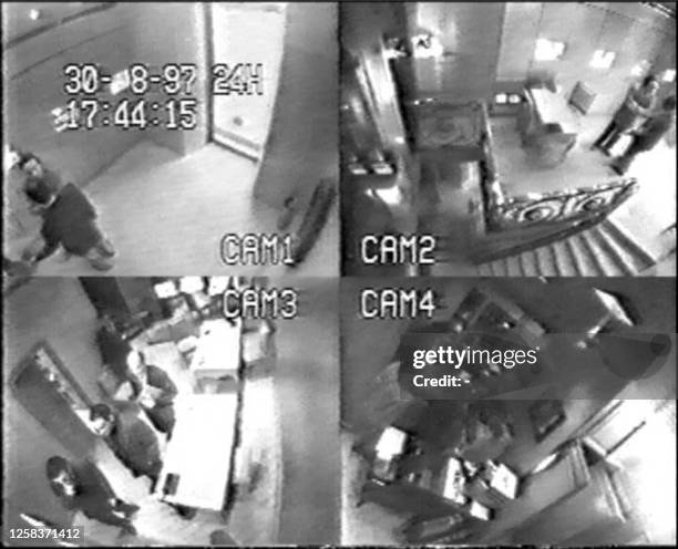 Grab of views from surveillance cameras at French jeweller Repossi, place vendome in Paris dated 30 August 1997, showing according to the jeweller,...