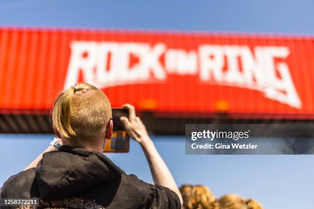 First people entering the infield of Rock am Ring at Nuerburgring on June 2, 2023 in Nuerburg, Germany.