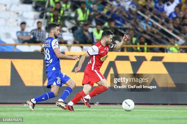 Soroush Rafiei of Persepolis controls the ball during the Hazfi Cup match between Persepolis FC and Esteghlal FC on May 31, 2023 in Tehran, Iran.