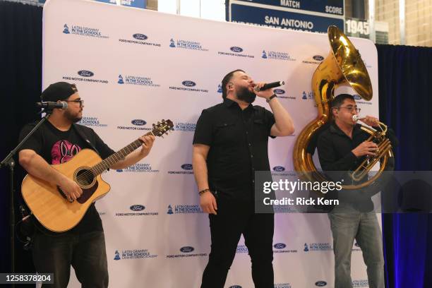 El Fantasma performs at the Latin GRAMMY In The Schools educational program at Sidney Lanier High School on May 24, 2023 in San Antonio, Texas.