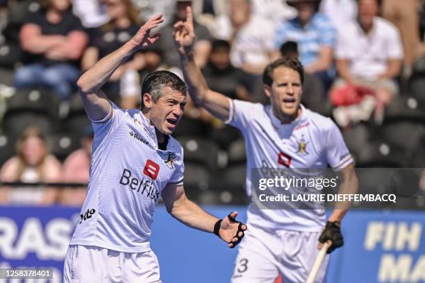 Belgium's John-John Dohmen reacts during a game between Belgium's Red Lions and India, the third match in the group stage of the 2023 Men's FIH Pro...