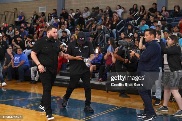 El Fantasma attends the Latin GRAMMY In The Schools educational program at Sidney Lanier High School on May 24, 2023 in San Antonio, Texas.