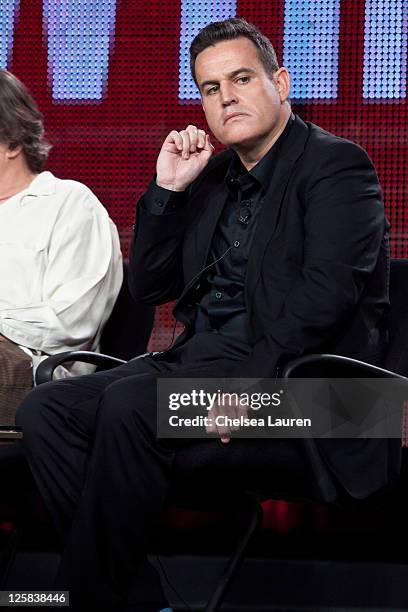 Executive producer James Flynn of "The Borgias" speaks at the 2011 Showtime Winter TCA Panel at The Langham Huntington Hotel and Spa on January 14,...