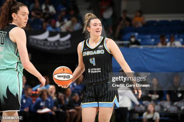 Marina Mabrey of the Chicago Sky looks on during the game against the New York Liberty on June 2, 2023 at the Wintrust Arena in Chicago, IL. NOTE TO...