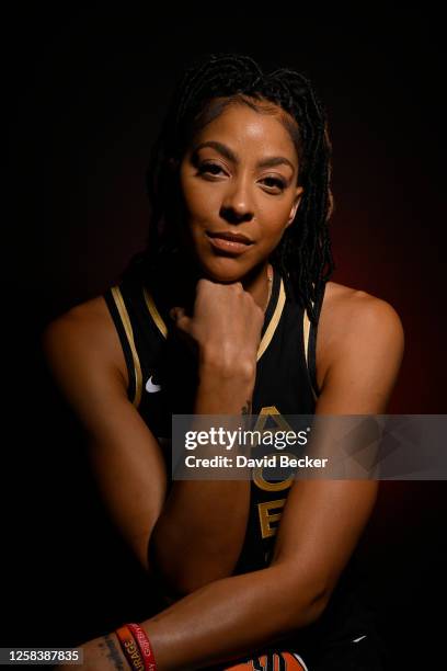 Candace Parker of the Las Vegas Aces poses for a portrait during WNBA Media Day at VU Studio on May 15, 2023 in Las Vegas, Nevada. NOTE TO USER: User...