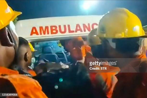 Graphic content / This frame grab taken from video footage provided by India's National Disaster Response Force and made available via AFPTV on June...