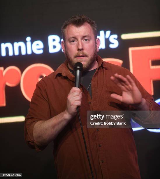 Burke performs at The Stress Factory Comedy Club on June 2, 2023 in New Brunswick, New Jersey.