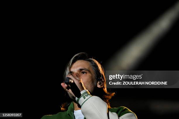 French singer and musician Aurelien Cotentin aka OrelSan performs on stage during the We Love Green music festival in the Bois de Vincennes park in...