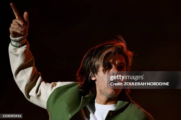 French singer and musician Aurelien Cotentin aka OrelSan performs on stage during the We Love Green music festival in the Bois de Vincennes park in...