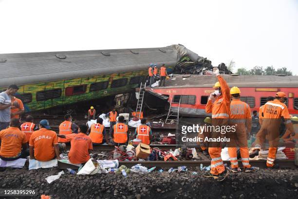 The National Disaster Response Force Rescue continues work at the site of a train accident at Odisha, Balasore, India, 03 June 2023. Over 290 people...
