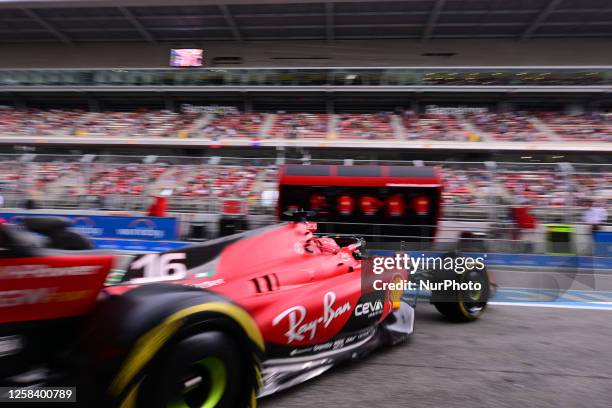 Charles Leclerc of Scuderia Mission Winnow Ferrari drive his single-seater during free practice of Spanish GP, 8th round of FIA Formula 1 World...