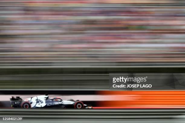 Alpha Tauri's Dutch driver Nyck de Vries competes during the qualifying session for the Spanish Formula One Grand Prix at the Circuit de Catalunya on...