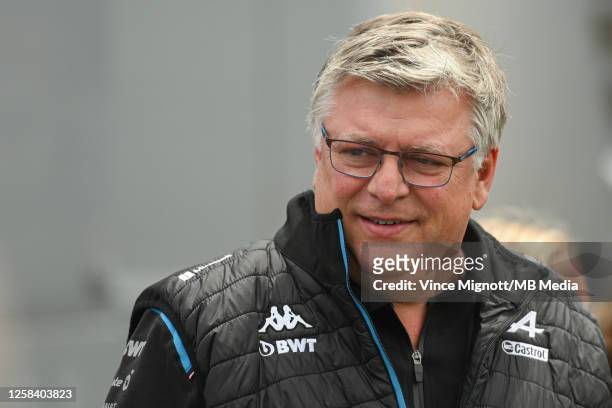 Otmar Szafnauer of USA and BWT Alpine F1 Team during qualifying ahead of the F1 Grand Prix of Spain at Circuit de Catalunya on June 3, 2023 in...