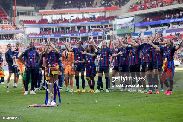 Sandra Panos of FC Barcelona Women, Irene Paredes of FC Barcelona Women, Laia Codina of FC Barcelona Women, Maria Leon of FC Barcelona Women, Jana...