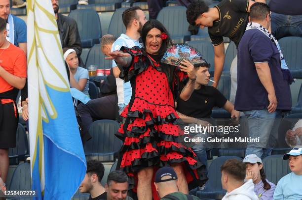 Lazio fan disguised as flamenco dancer to mock AS Roma Empoli FC fans defeat against Sevilla in Europa League during the Serie A match between Empoli...
