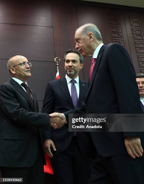 Turkish President Recep Tayyip Erdogan unveils Turkiye's new Cabinet at the Cankaya Palace after he sworn in as president in the Turkish Parliament...