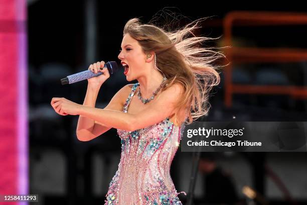 Taylor Swift performs during opening night of the Chicago Eras Tour at Soldier Field on June 2 in Chicago.