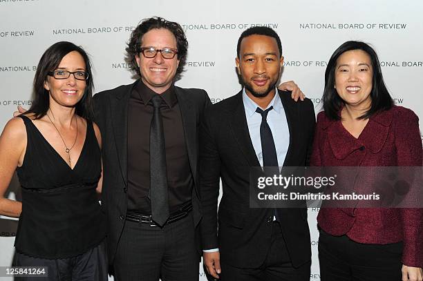 Lesley Chilcott, Davis Guggenheim, John Legend and Michelle Rhee attend the 2011 National Board of Review of Motion Pictures Gala at Cipriani 42nd...