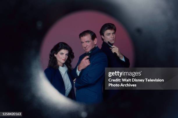 Los Angeles, CA Kirstie Alley, Rod Taylor, Greg Evigan promotional photo for the ABC tv series 'Masquerade'.